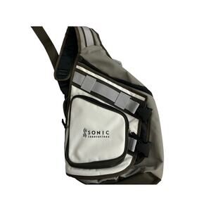 Sonic Sling Backpack Gray & White Crossbody Bag –Unisex Travel Shoulder Pack